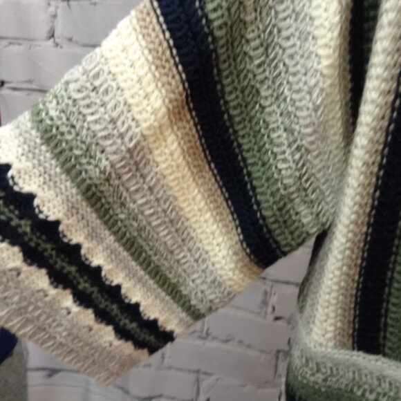 Cato, Like New Green, Blue, Gray, Tan, Cream 3 Quarter Sleeve Cardigan - Picture 3 of 5